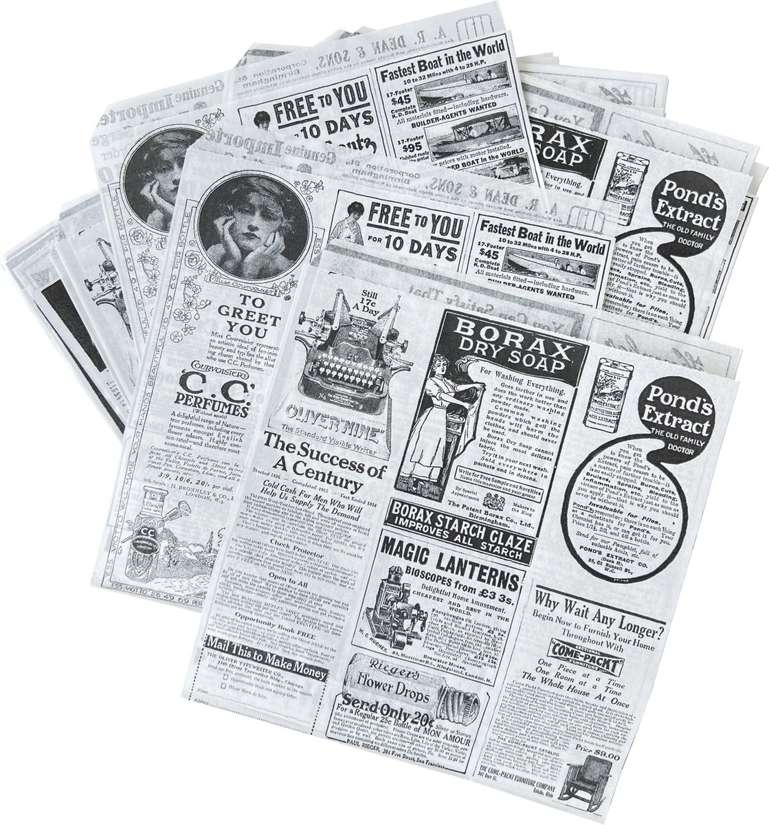 Rainbecom - 50 Stuks - 19 X 17 Cm - Hamburger Zakje Papier - Vetvrij Papier - Papieren Zak Voor Sandwiches - Krant - Afbeelding 3