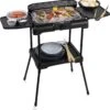 Princess 112250 Elektrische BBQ Met Zijplanken - BBQ - 40x25cm - Met En Zonder Statief Te Gebruiken - Met Zijplankjes - Ook Te Gebruiken Als Tafelgrill - 2200W