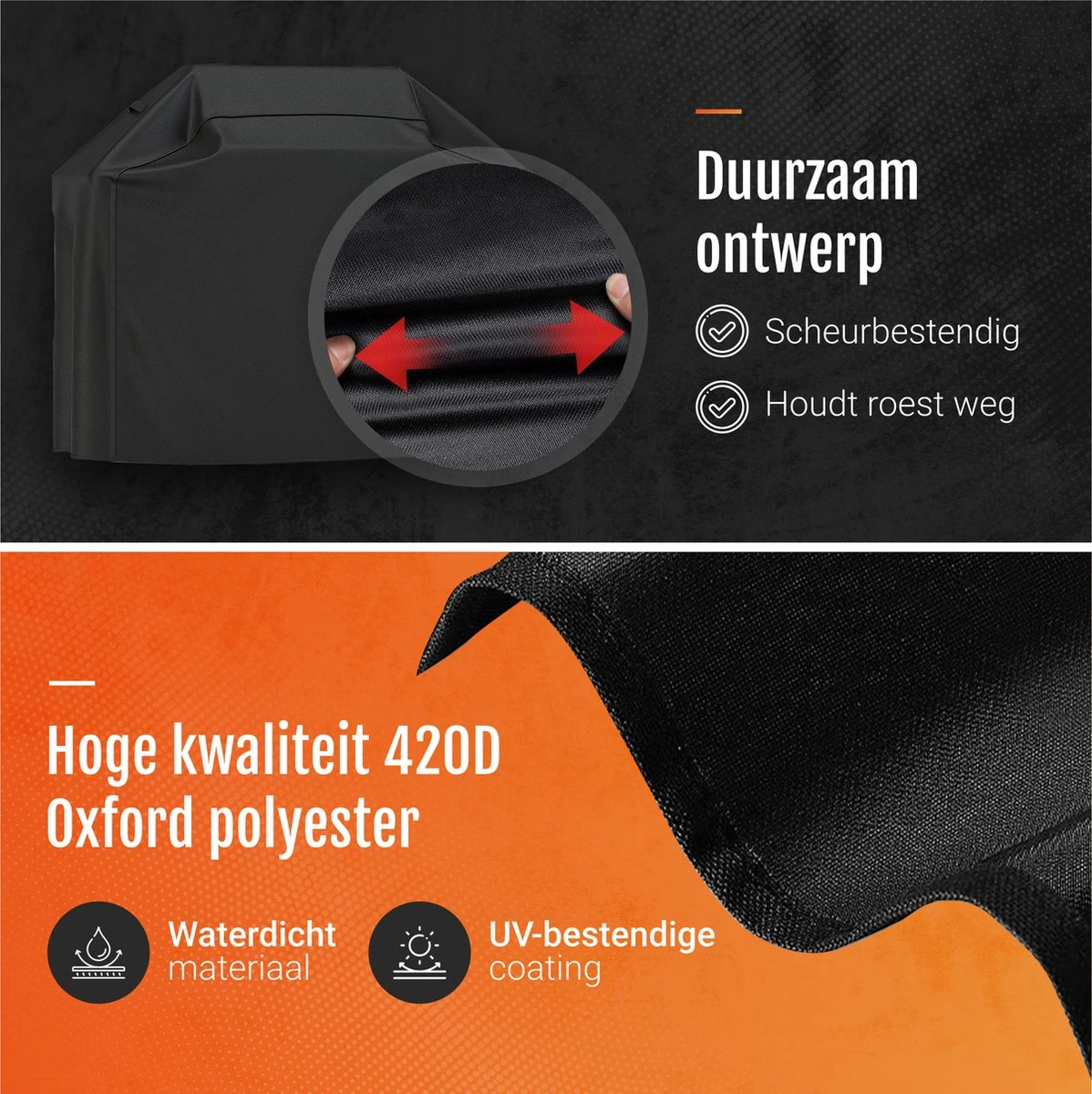 GrillX Barbecue Hoes - 145 X 61 X 117cm - BBQ Hoes Waterdicht - Beschermhoes Inclusief Trekkoord - BBQ Accesoires - Afbeelding 2