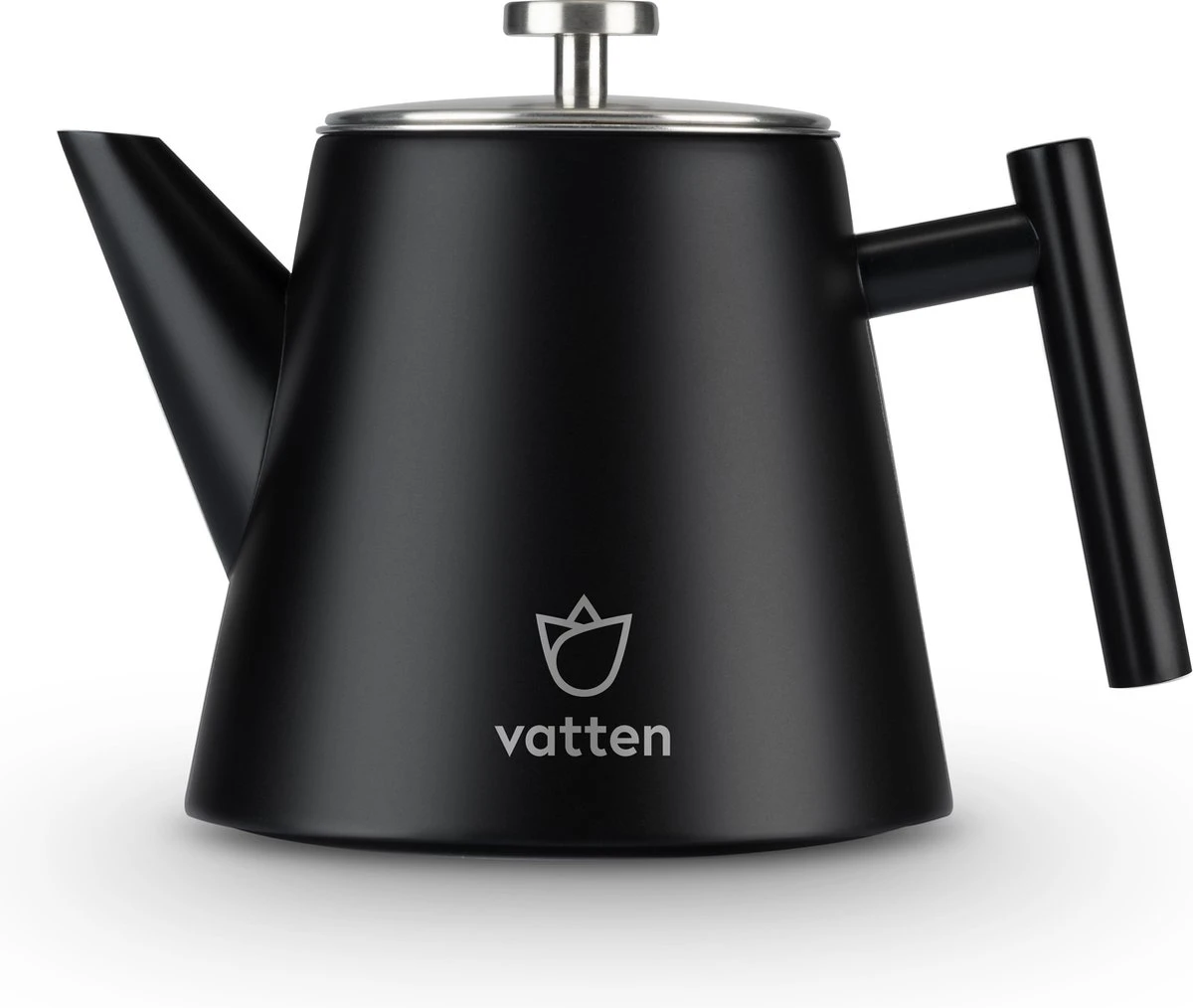 Vatten® - Premium RVS Theepot - Incl. RVS Theefilter - 1L - Zwart - Dubbelwandig