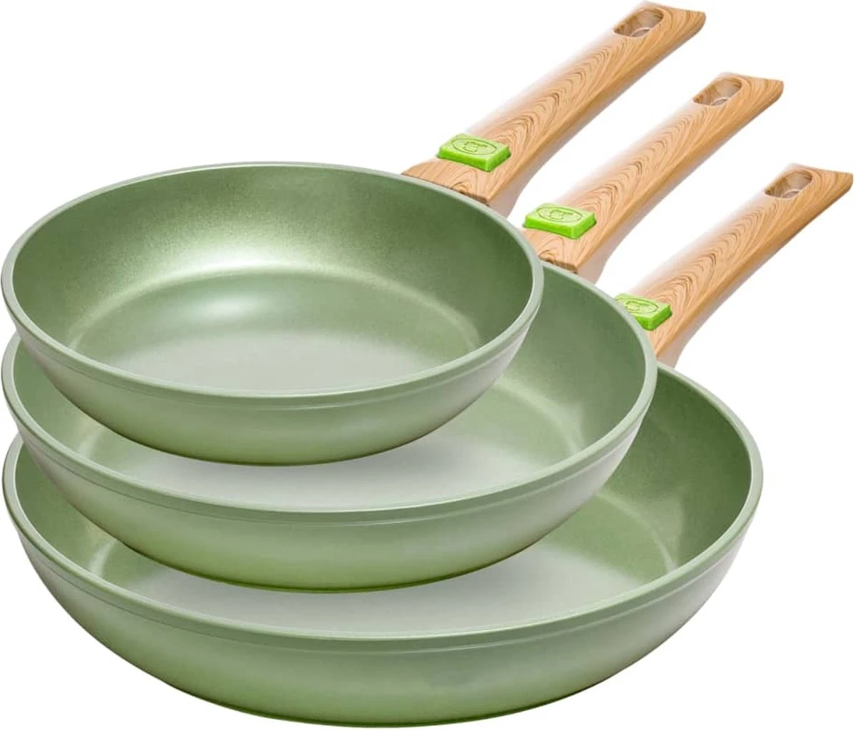 Just Vegan Koekenpan ECO Met Afneembaar Handvat 20 Cm Aluminium Groen - Afbeelding 6