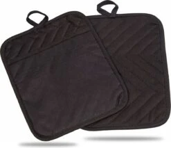 Roegaarden Pannenlappen - Pannenlap - 2 Stuks - Met Insteekvakken - Zwart