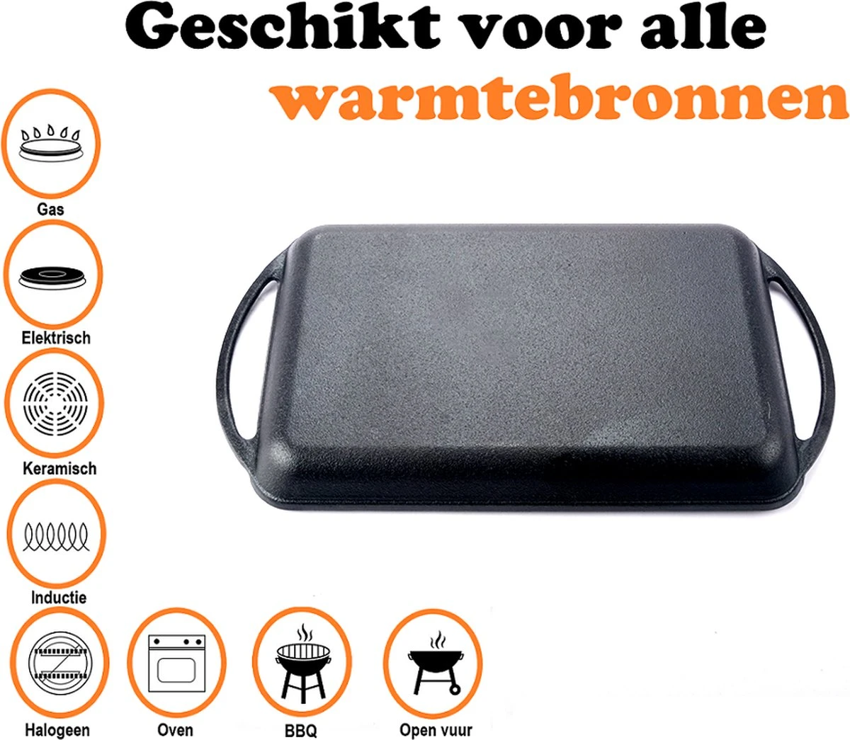Kicinn Grillplaat - Gietijzer - Geëmailleerd - Incl. Accessoires - Ø 33 X 21.8 Cm (LxB) - Afbeelding 5