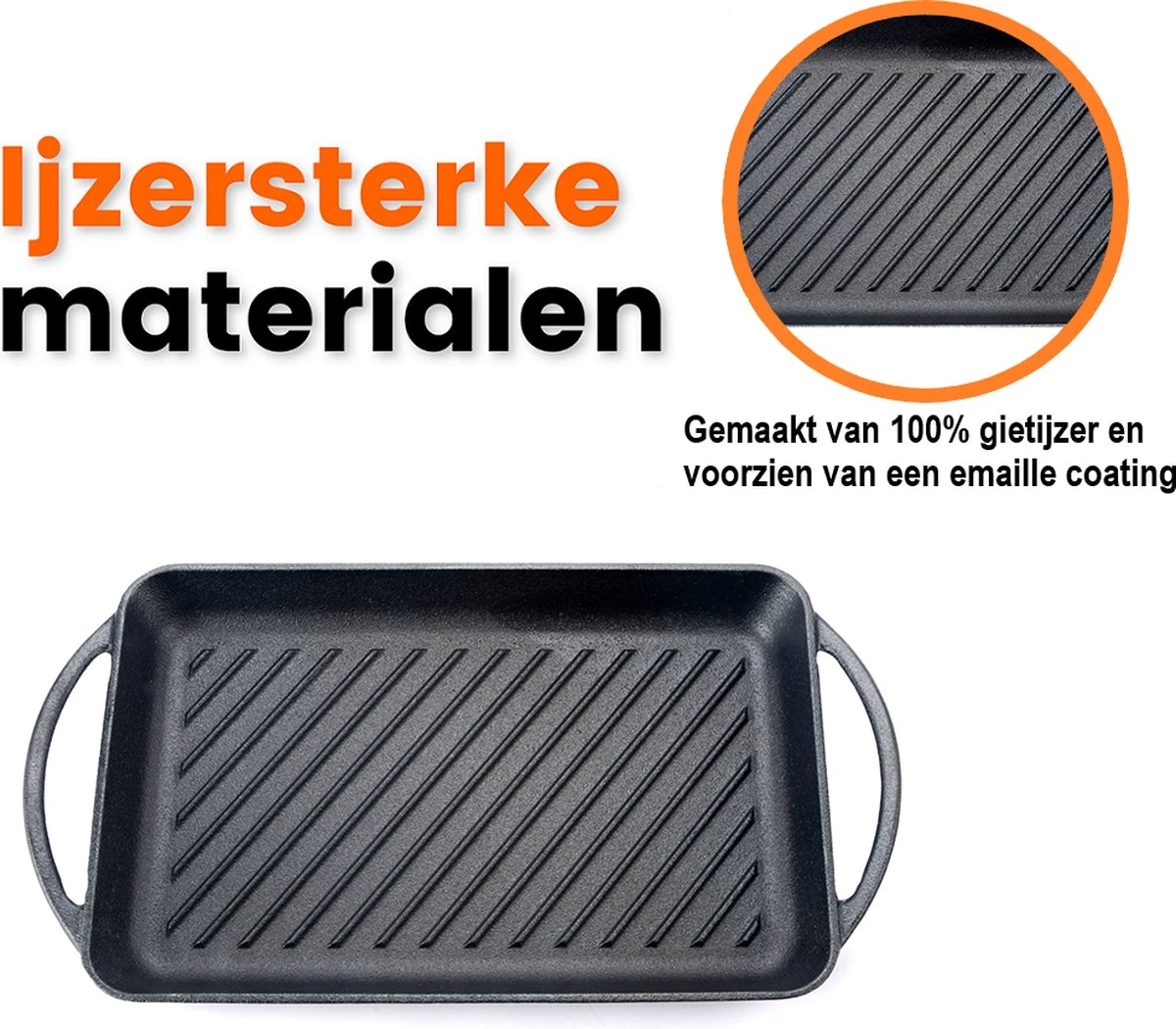 Kicinn Grillplaat - Gietijzer - Geëmailleerd - Incl. Accessoires - Ø 33 X 21.8 Cm (LxB) - Afbeelding 4