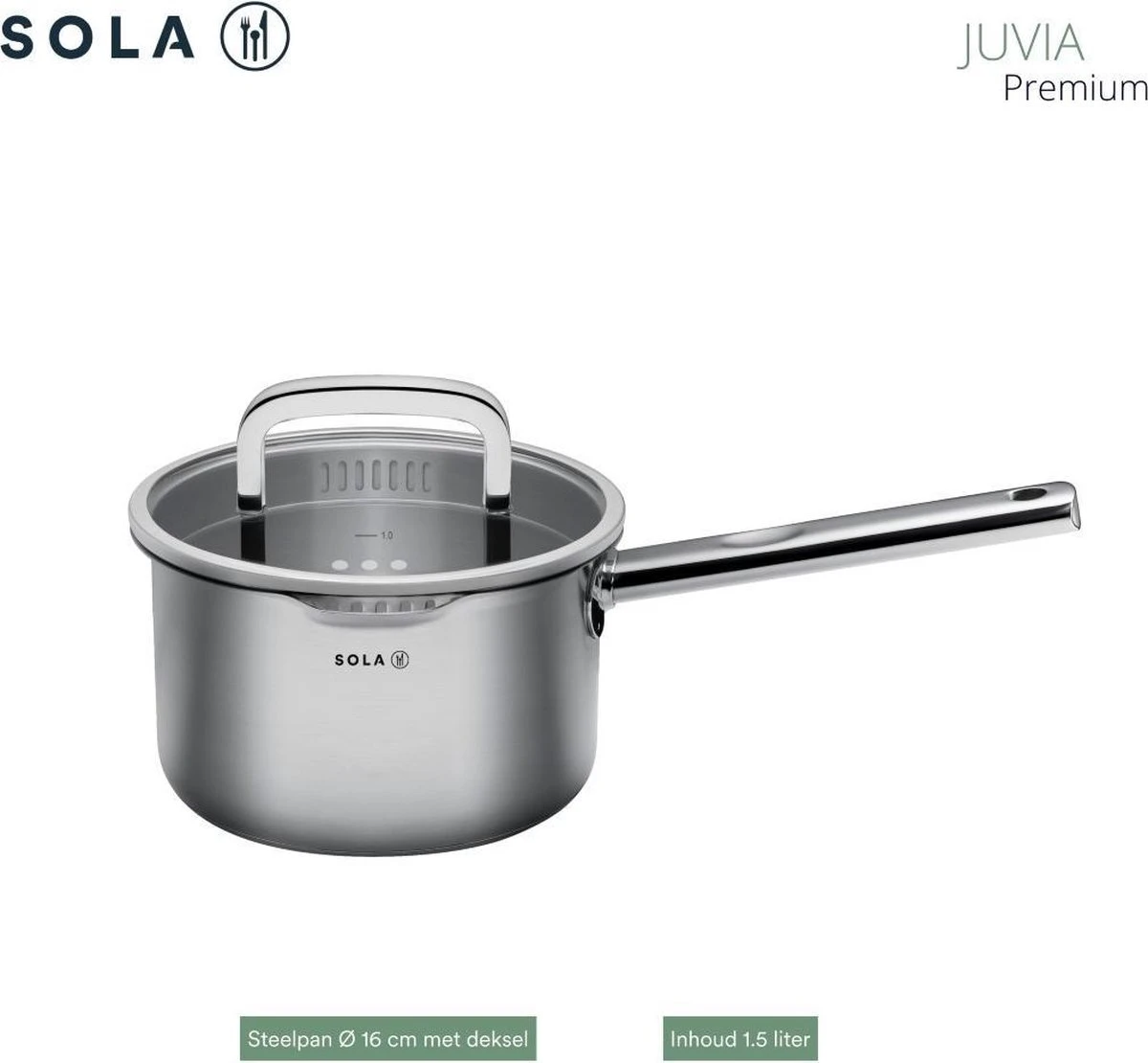 Sola Pannenset Juvia - 4 Delig - Ø 16,16,18,20 Cm - Zilver - RVS - Sandwichbodem - Afbeelding 13