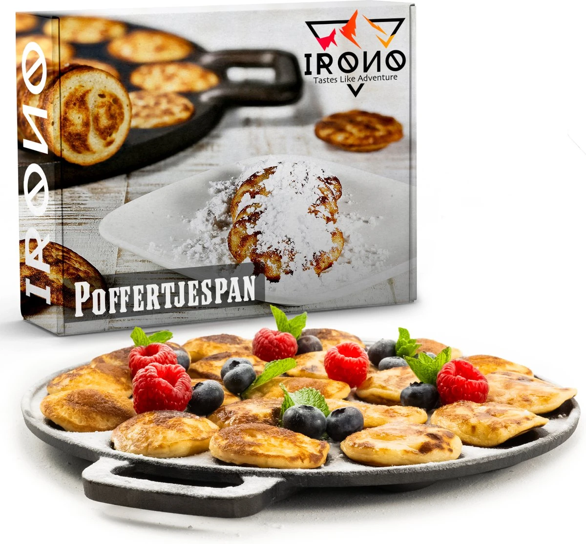 IRONO Poffertjespan Set - Incl. Doseerfles, Kwast En Vork - Poffertjespan Inductie En Electrisch - Poffertjesmaker 19 Poffertjes - Poffertjes Maken - Spuitfles - Cadeau Voor Mannen En Vrouwen - Afbeelding 7
