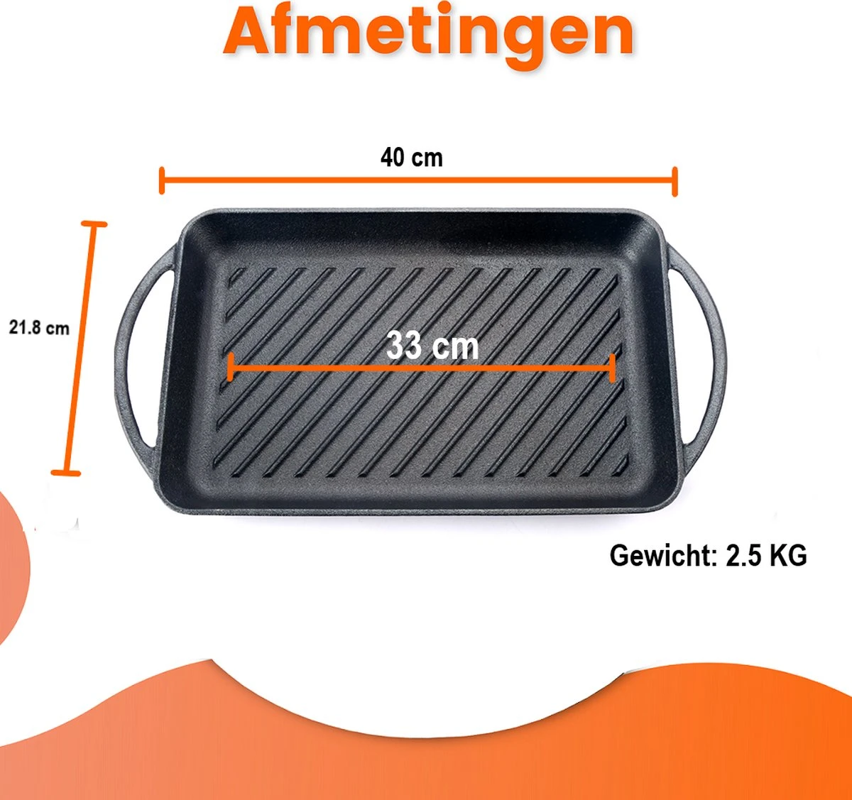 Kicinn Grillplaat - Gietijzer - Geëmailleerd - Incl. Accessoires - Ø 33 X 21.8 Cm (LxB) - Afbeelding 3
