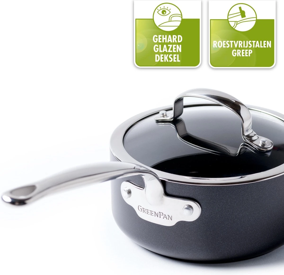 GreenPan Barcelona Infinity Pro Hapjespan Met Deksel 30cm - Zwart - Inductie - PFAS-vrij - Afbeelding 8