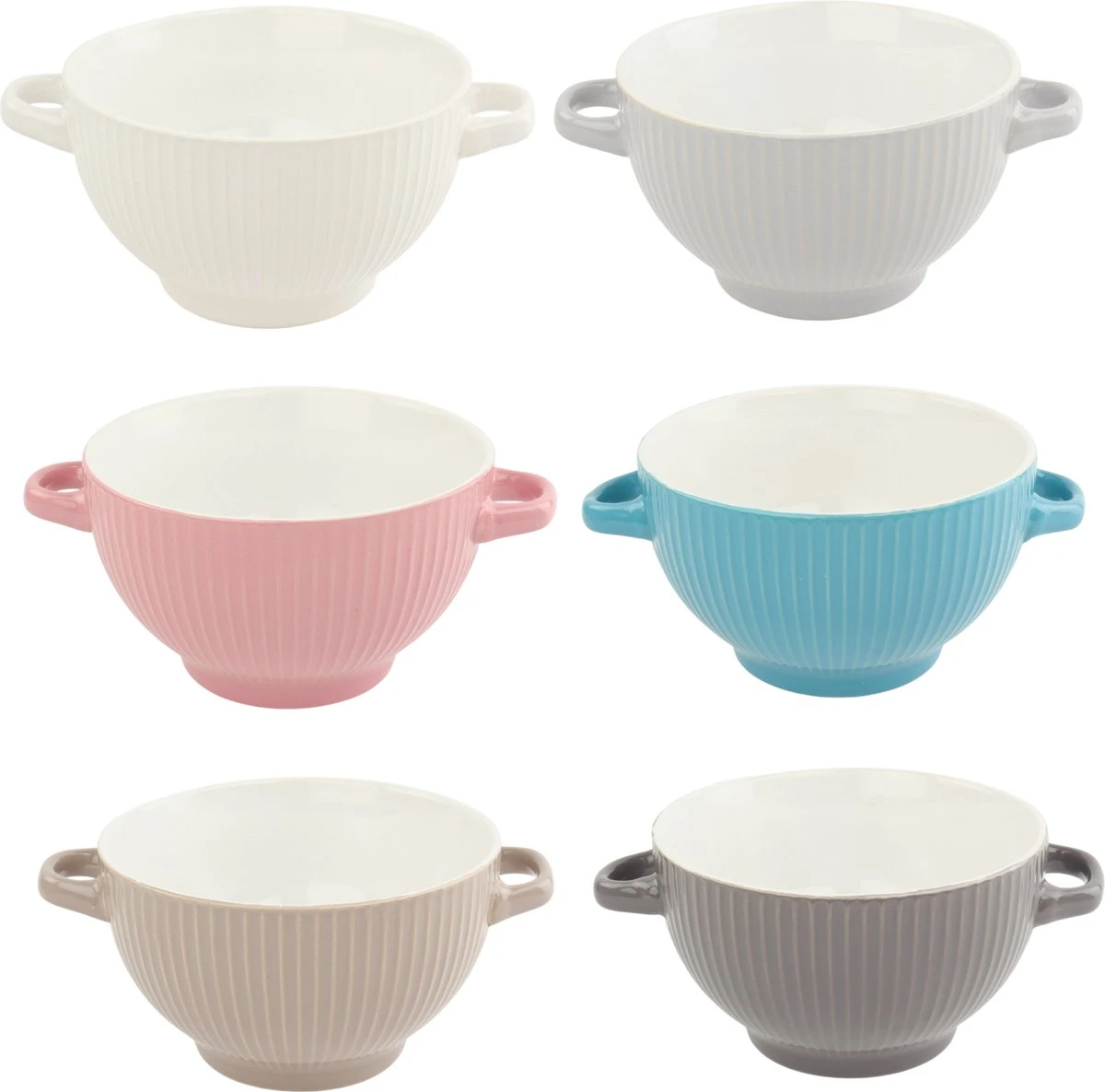OTIX Soepkommen - Set Van 6 - Met Oor - Stapelbaar - Aardewerk - 680 Ml - 6 Kleuren - Afbeelding 7