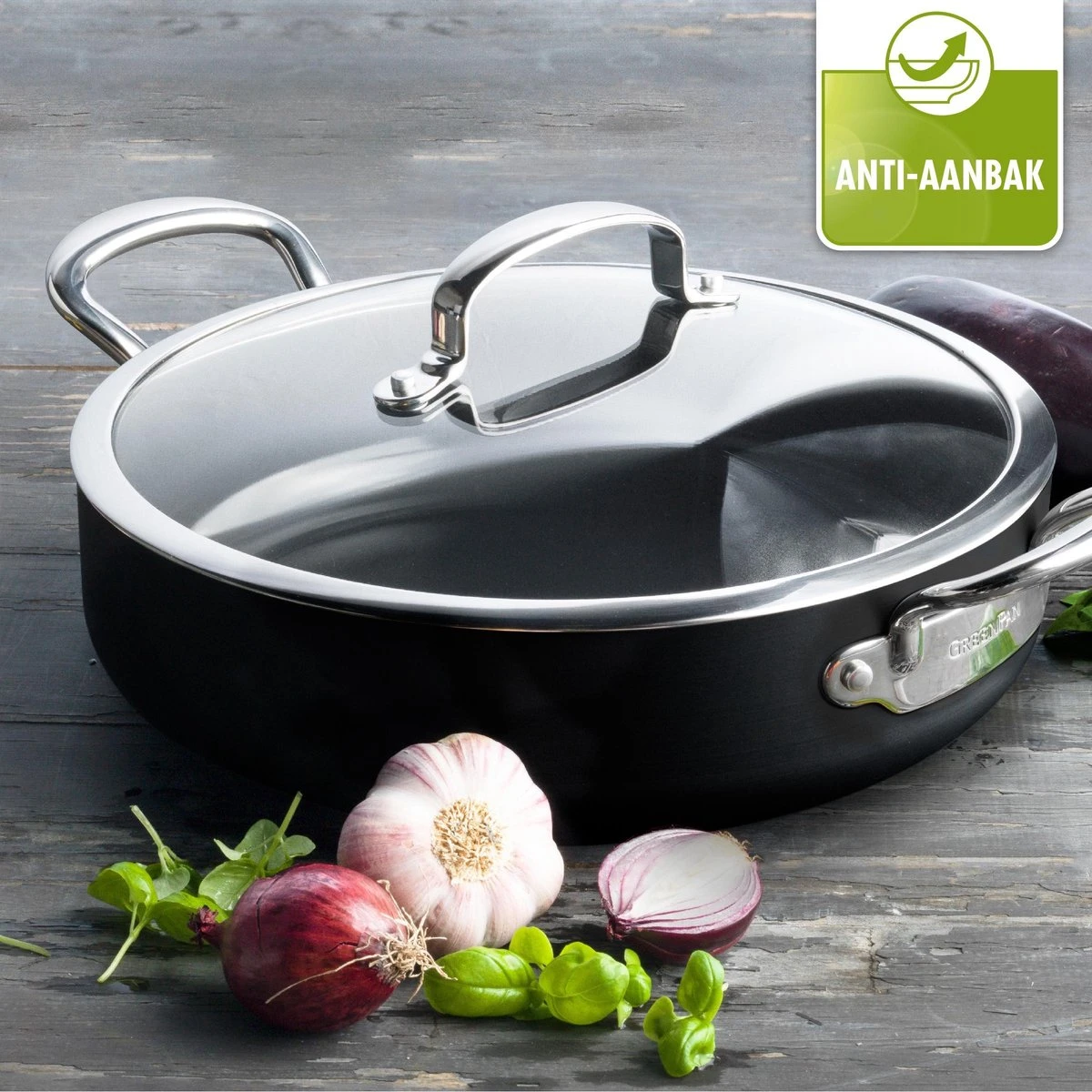GreenPan Barcelona Infinity Pro Hapjespan Met Deksel 30cm - Zwart - Inductie - PFAS-vrij - Afbeelding 3