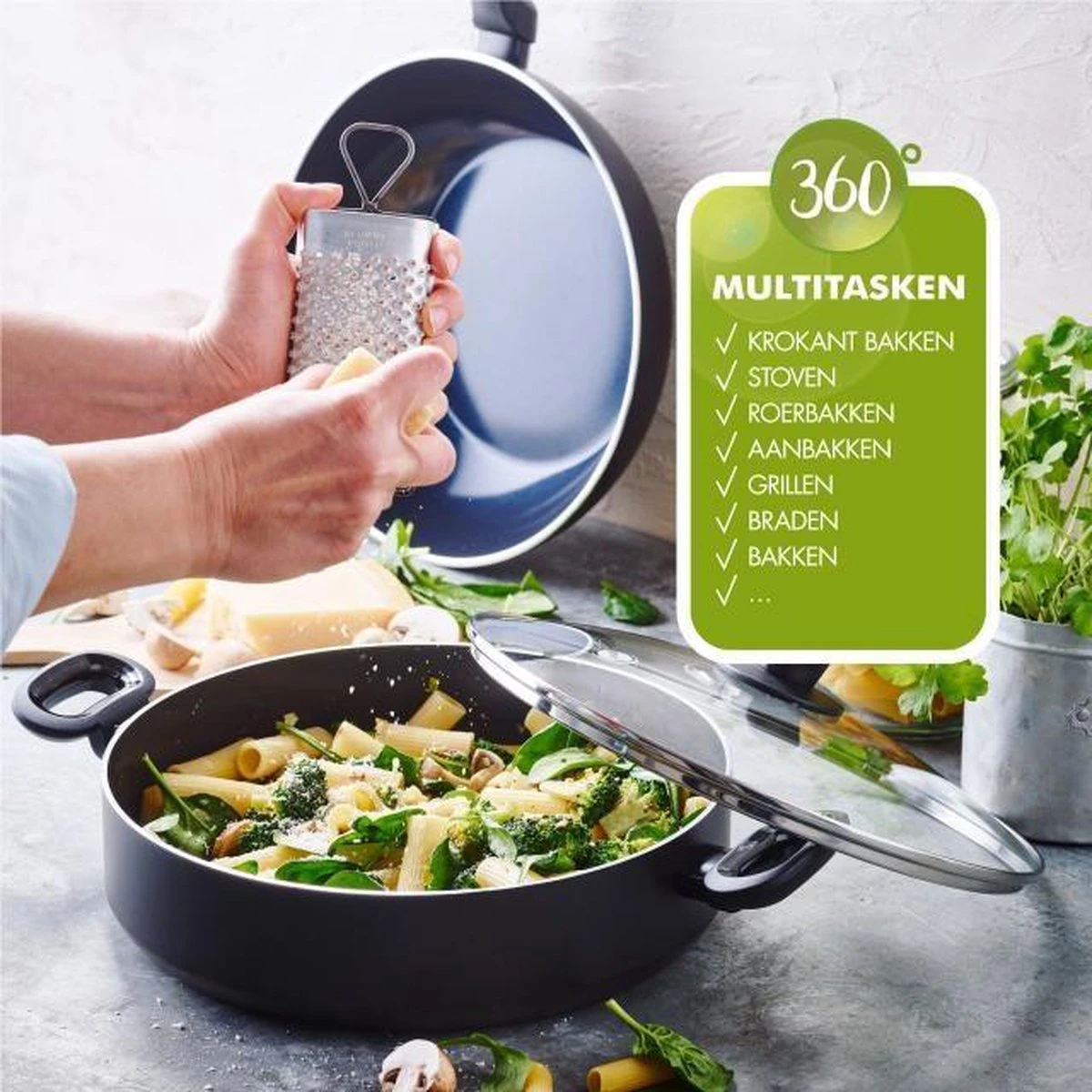 Greenpan Torino Keramische Hapjespan - 28 Cm - Met Glazen Deksel - Afbeelding 5