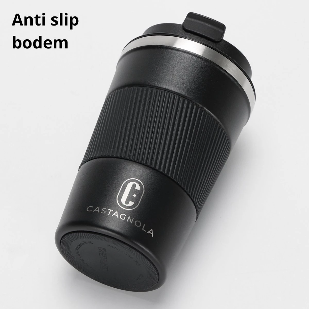 Castagnola Design RVS Koffiebeker To Go - Zwart - 380ml - Thermosbeker - Theebeker - Afbeelding 4