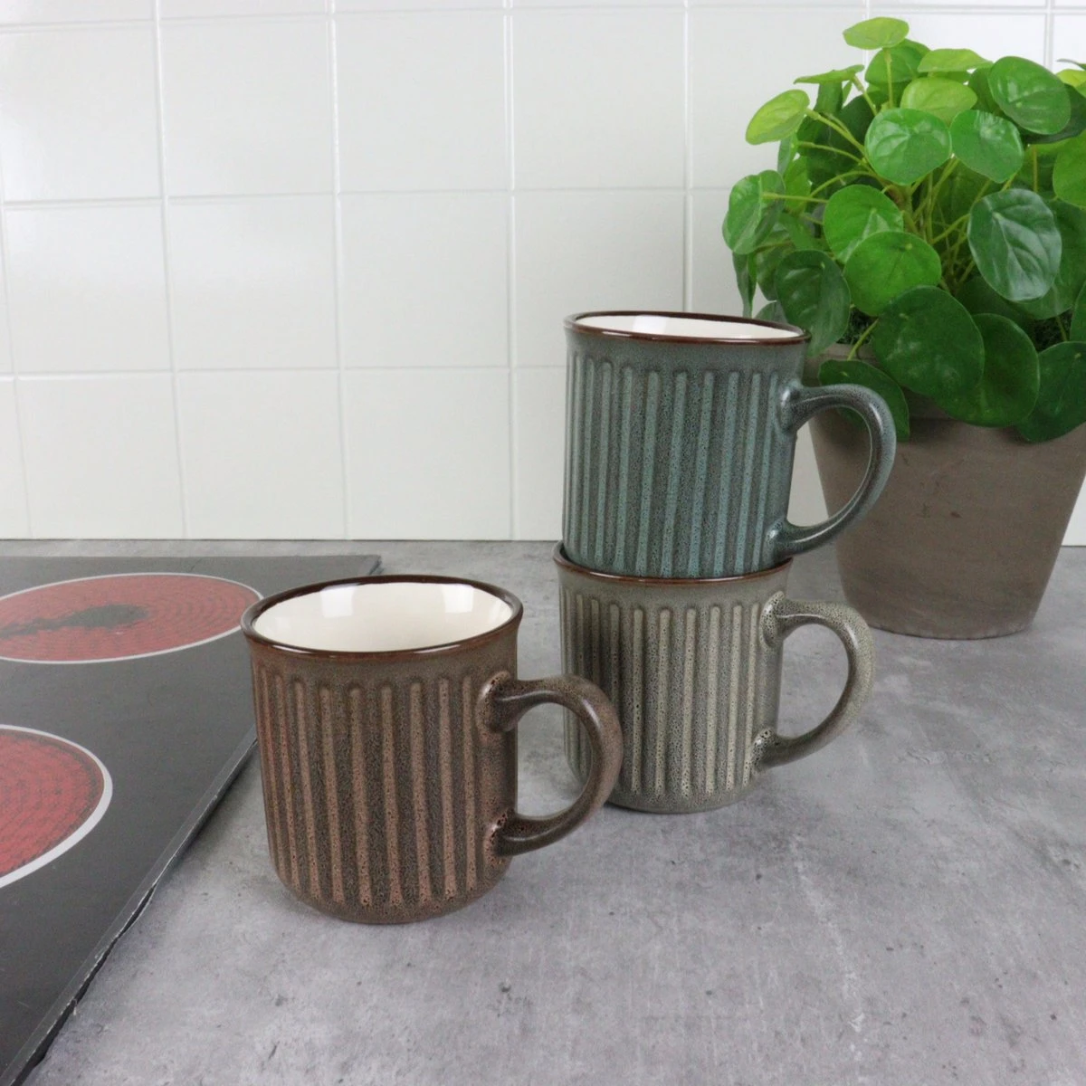 OTIX Koffiekopjes - Met Oor - Set Van 4 - Aardewerk - 200 Ml - Afbeelding 3