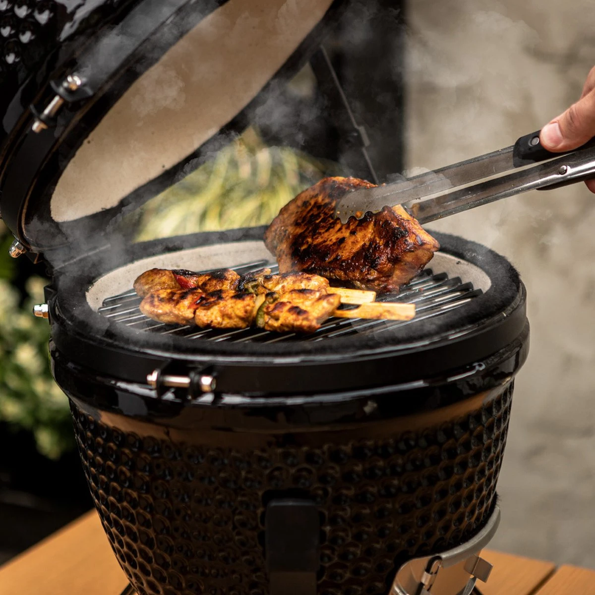 BluMill Kamado BBQ Egg - Kamado 13 Inch - Incl. Vlees Thermometer - Houtskoolbarbecues - Zwart - Ø 27cm - Afbeelding 6