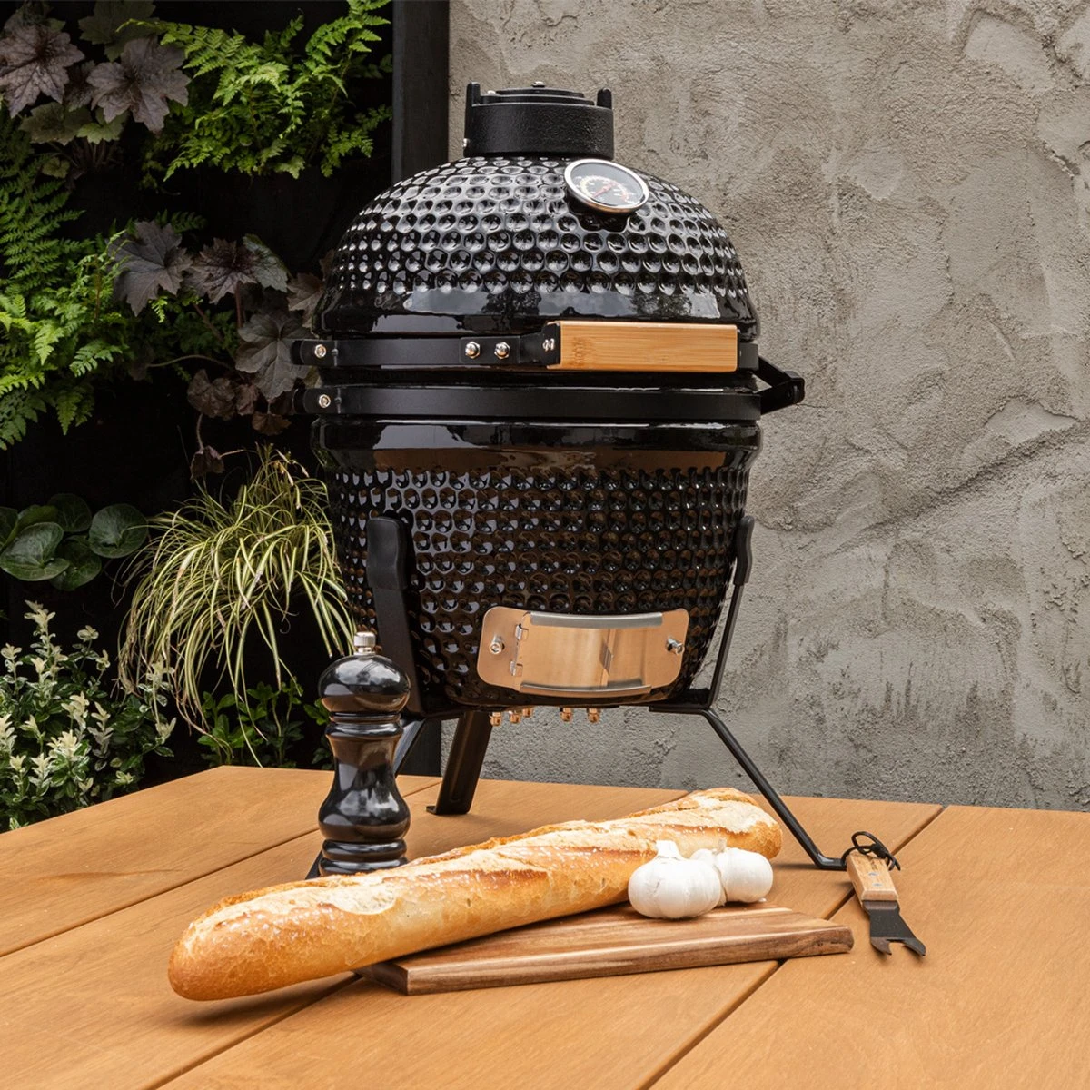 BluMill Kamado BBQ Egg - Kamado 13 Inch - Incl. Vlees Thermometer - Houtskoolbarbecues - Zwart - Ø 27cm - Afbeelding 13