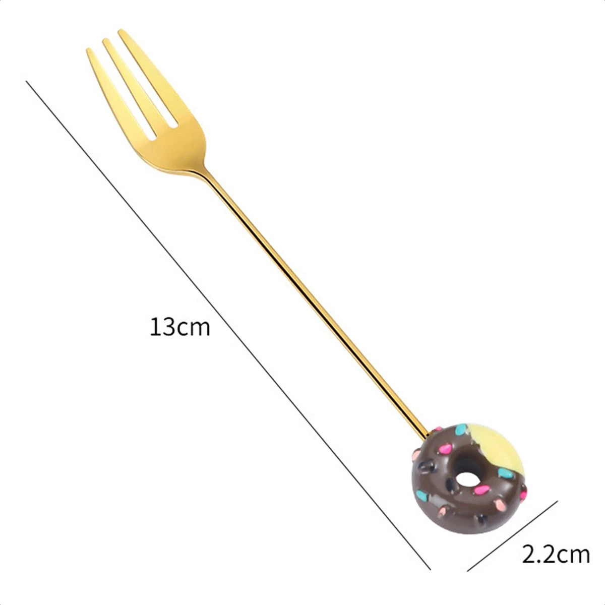 Gebaksvorkjes Donut Set Van 4 Taartvorkjes - Goud - Afbeelding 2
