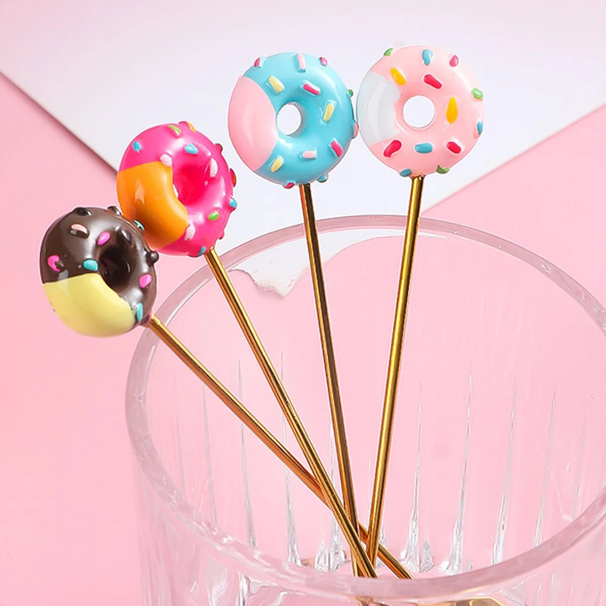 Gebaksvorkjes Donut Set Van 4 Taartvorkjes - Goud - Afbeelding 4