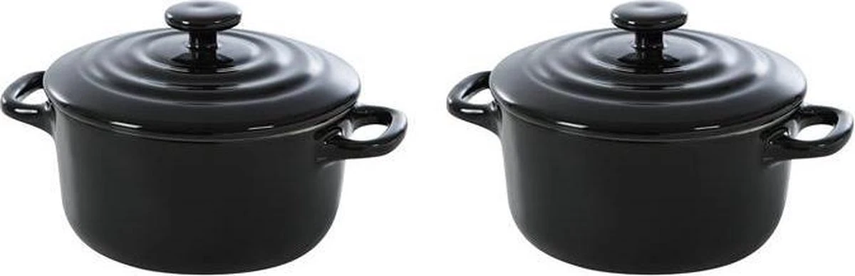 BK Bourgogne Cocotte Ø 10 Cm - 2 Stuks - Zwart - Oven
