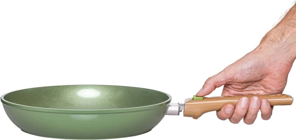 Just Vegan Koekenpan ECO Met Afneembaar Handvat 20 Cm Aluminium Groen - Afbeelding 5