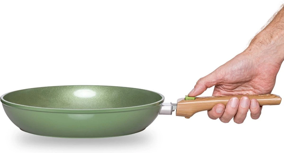 Just Vegan Koekenpan ECO Met Afneembaar Handvat 20 Cm Aluminium Groen - Afbeelding 10