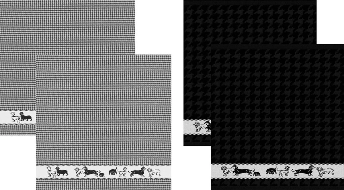 DDDDD Saar - 2x Theedoek & 2x Keukendoek - Black