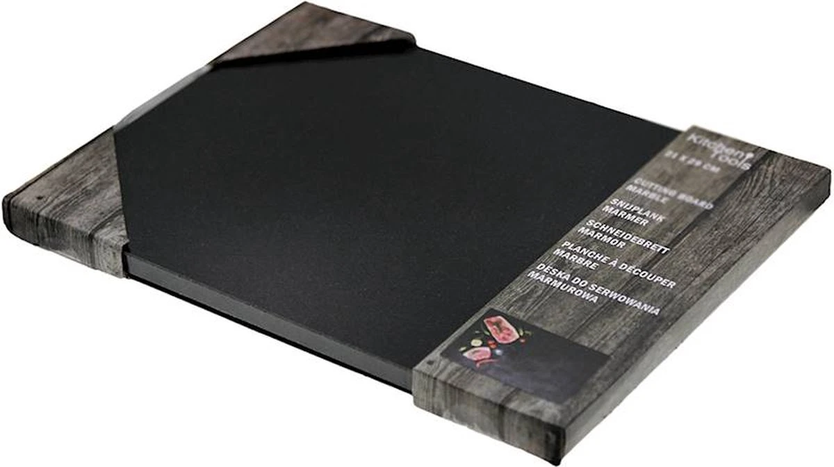Marmeren Snijplank - Serveersteen - 30 X 40 Cm - Anti-slip Voetjes - Zwart - Afbeelding 3