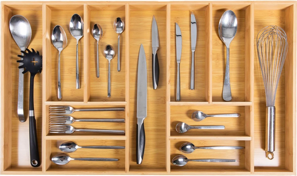 Grote Bestekbak Bamboe 81x47CM - Coninx Besteklade - Opbergbak - Duurzaam - Bamboe - Voor Laden Vanaf 47cm Diep - Afbeelding 4