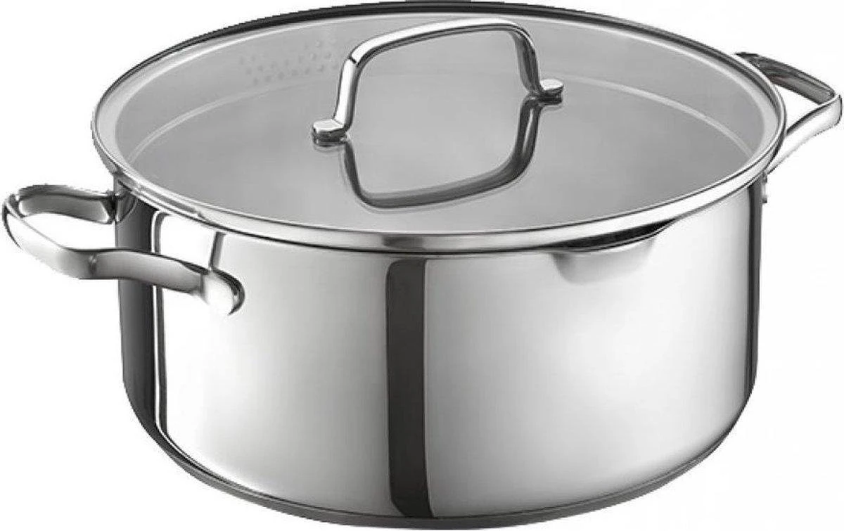 Masterchef - RVS Braadpan Met Glazen Deksel - 20 Cm