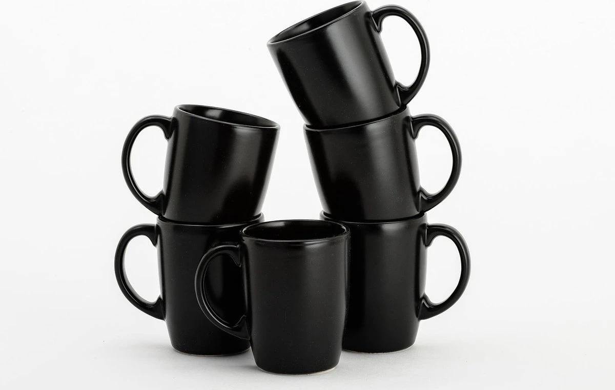 Lite-Body - Hermes - Thee Beker 30cl Set Van 6 - Zwart Mat