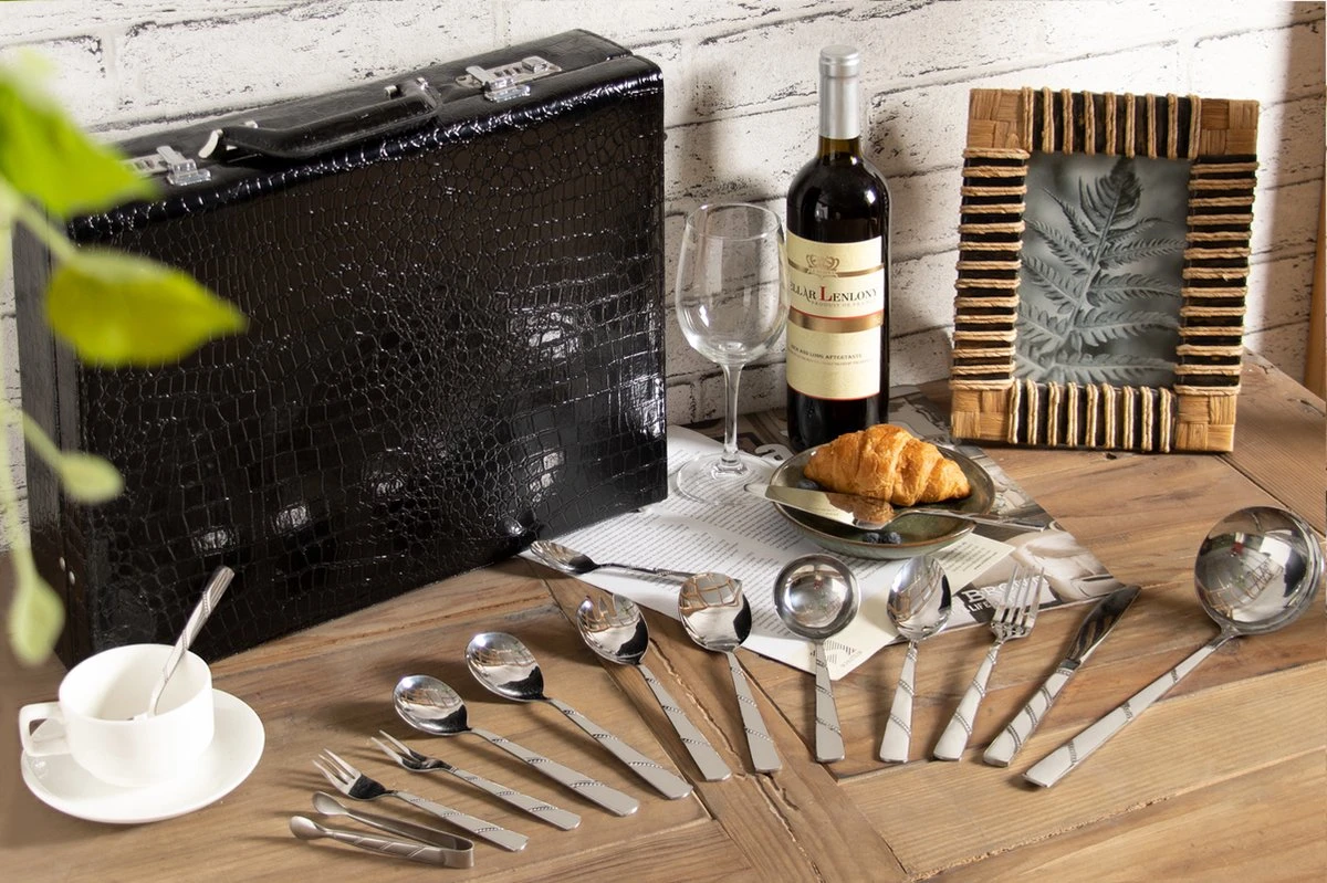 Swiss Pro+ Bestekset In Koffer-72 Delig-12 Persoons-Zwitsers Kwaliteit-Complete Set-100% Roestvrijstaal-Modern - Afbeelding 8