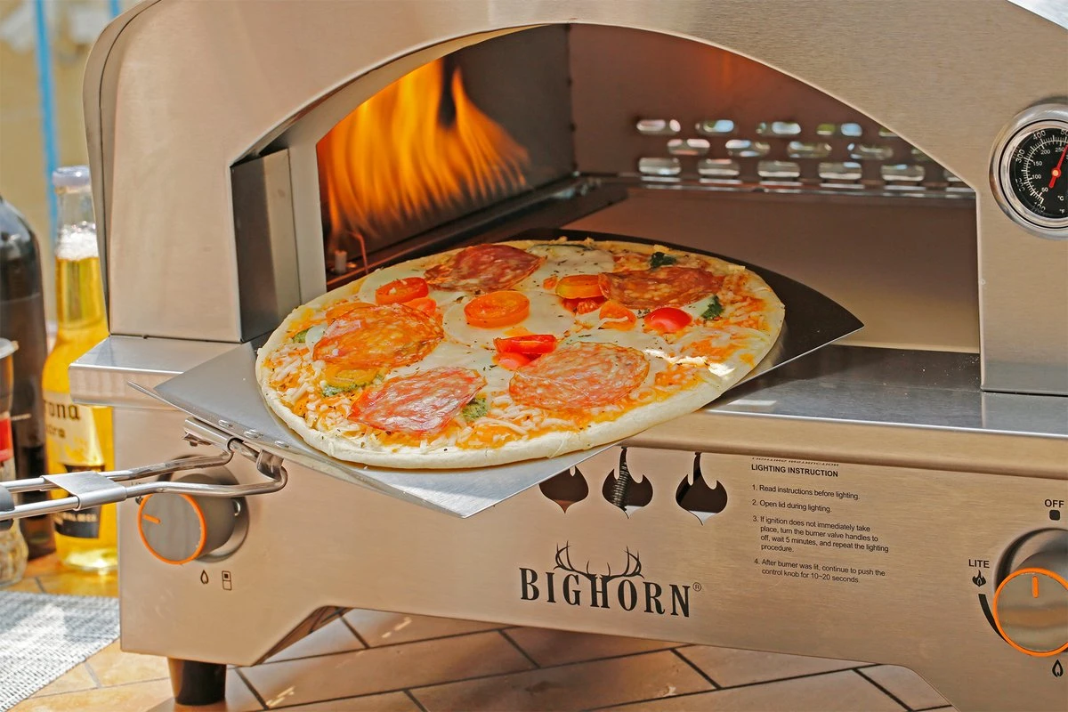 Bighorn Pizzaschep Voor BBQ En Oven-Inklapbare Handgreep -Pizzasnijder- Edelstaal -geschikt Als Broodschep En Ovenschep - SRPT01 - Afbeelding 6