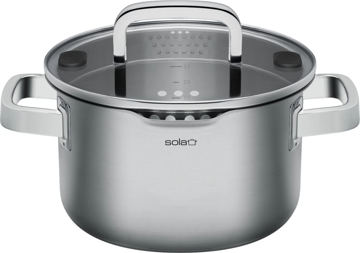 Sola Pannenset Juvia - 4 Delig - Ø 16,16,18,20 Cm - Zilver - RVS - Sandwichbodem - Afbeelding 5