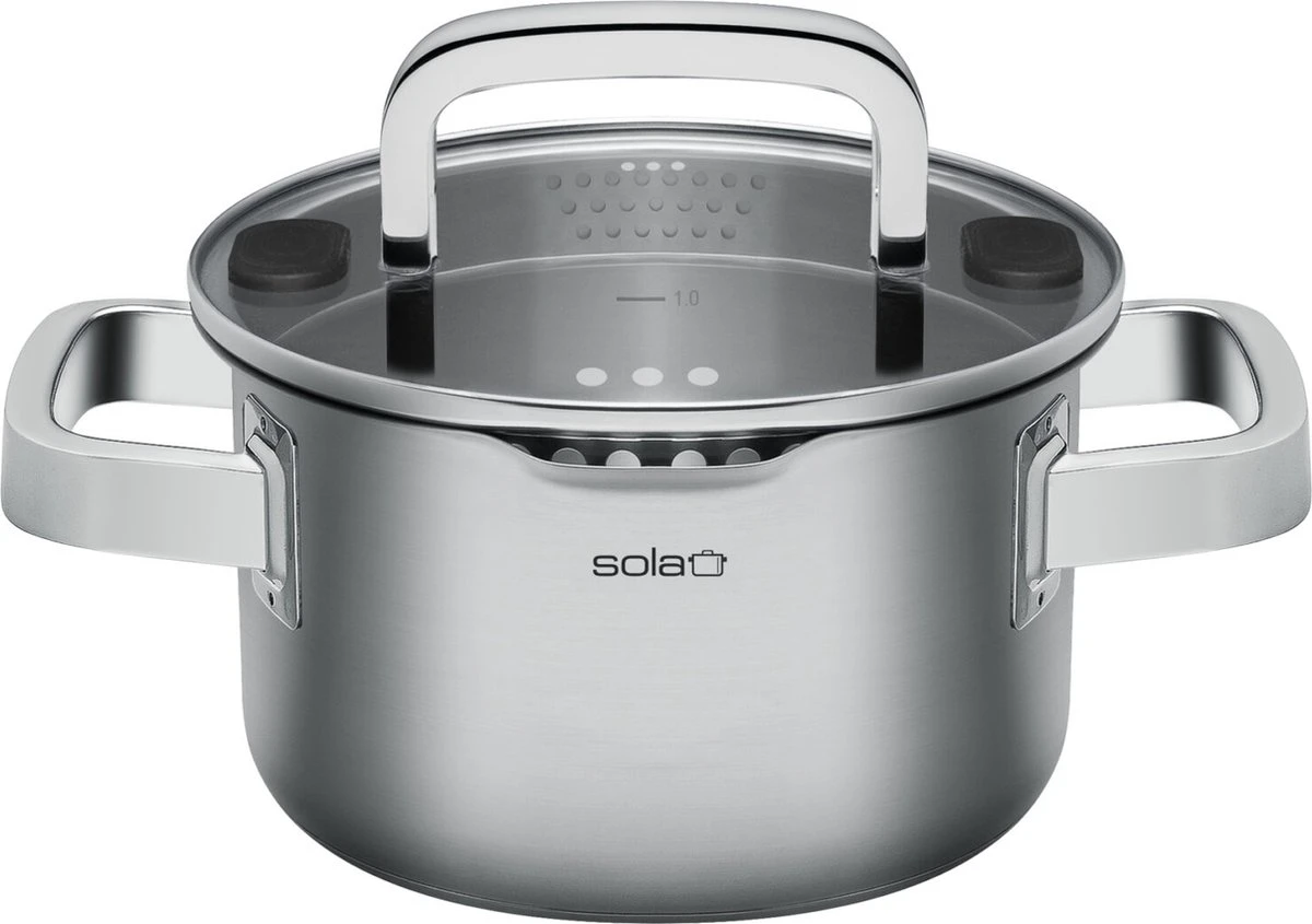 Sola Pannenset Juvia - 4 Delig - Ø 16,16,18,20 Cm - Zilver - RVS - Sandwichbodem - Afbeelding 10