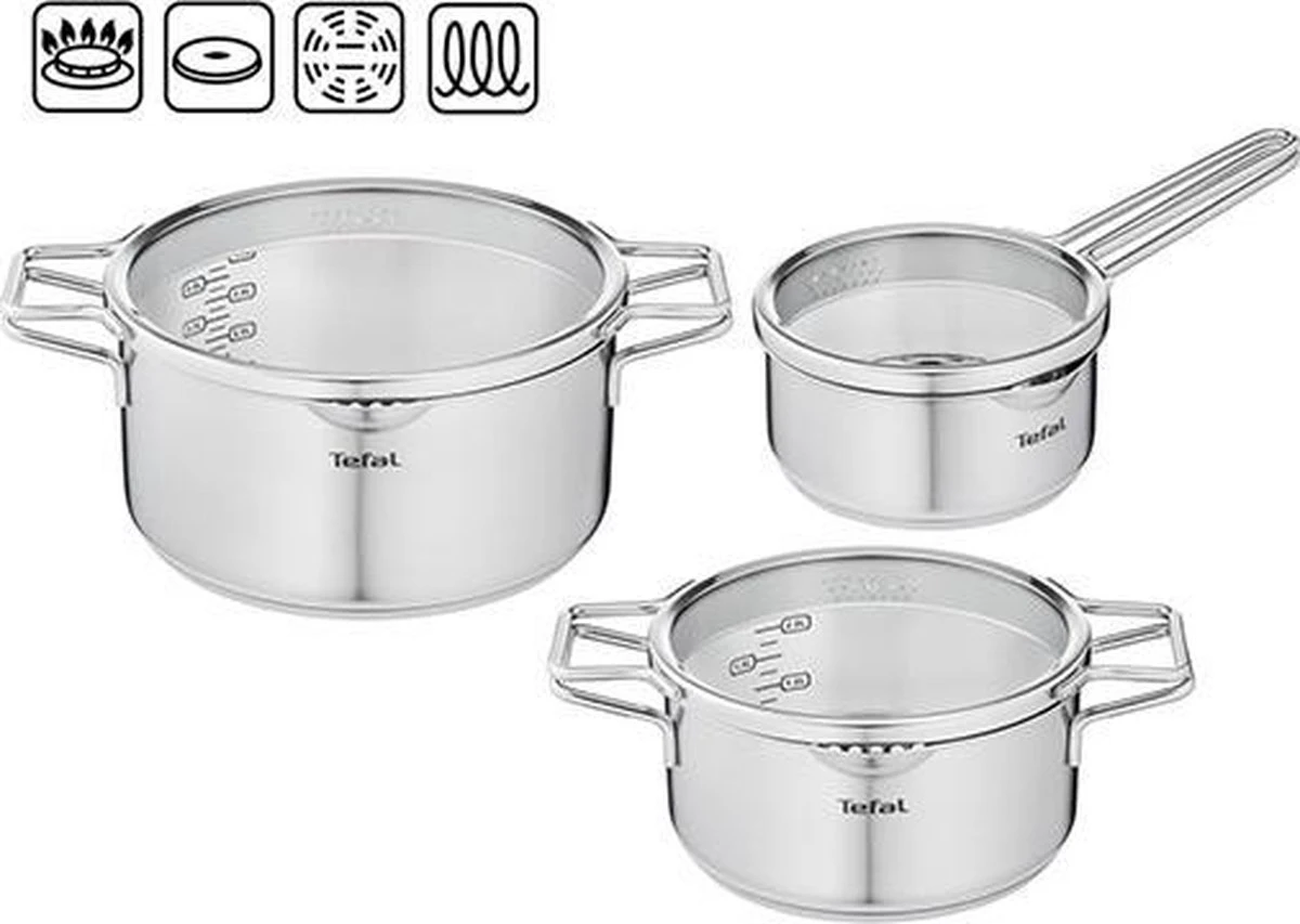 Tefal Nordica Pannenset 3 Delig - Steelpan Ø 16 Cm & Kookpan Ø 20 + Ø 24 Cm - Afbeelding 20