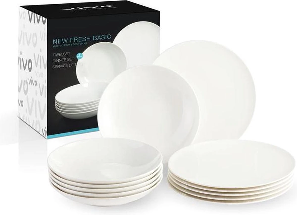 Villeroy & Boch Vivo New Fresh Basic Tafel Serviesset - 6 Personen - 12 Delig - Porselein - Afbeelding 2