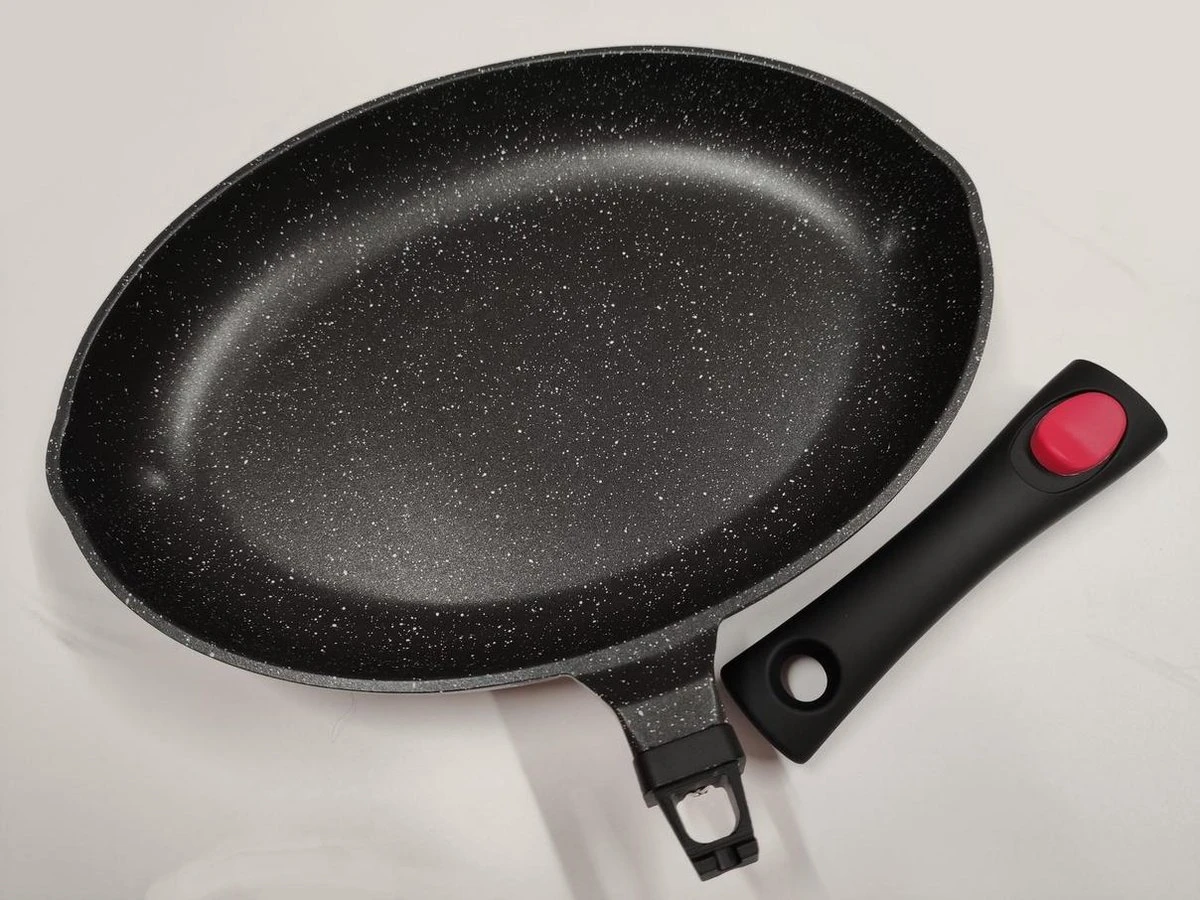 Satoshi Vispan Ø34 CM - Afneembare Handgreep - Marble Coating - Gietaluminium - Afbeelding 2