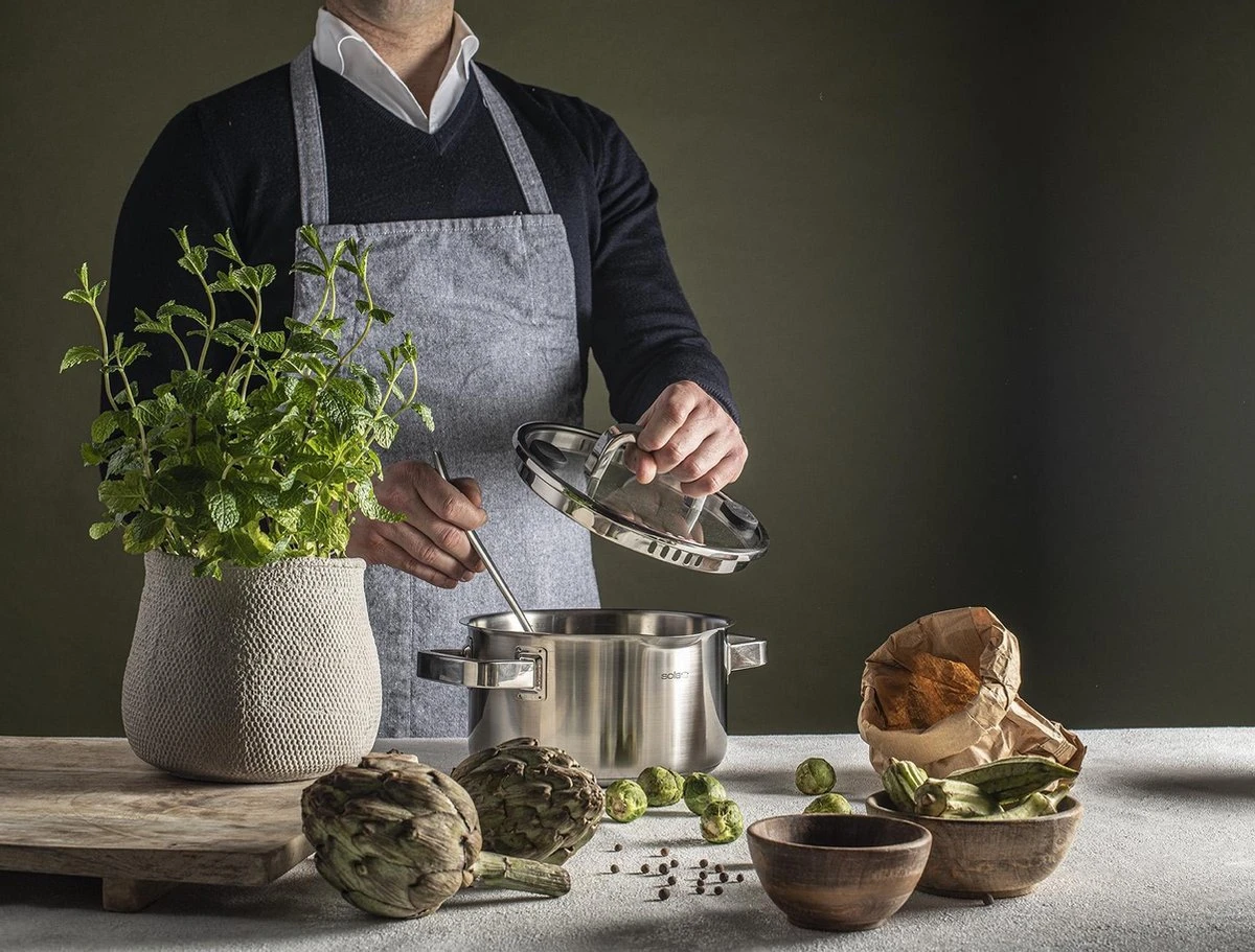 Sola Pannenset Juvia - 4 Delig - Ø 16,16,18,20 Cm - Zilver - RVS - Sandwichbodem - Afbeelding 3