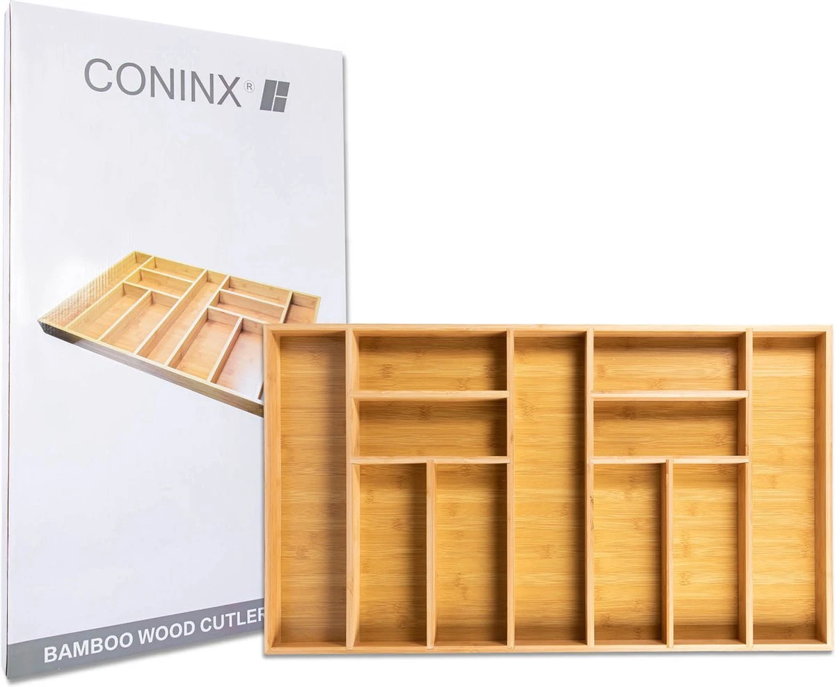 Grote Bestekbak Bamboe 81x47CM - Coninx Besteklade - Opbergbak - Duurzaam - Bamboe - Voor Laden Vanaf 47cm Diep - Afbeelding 8