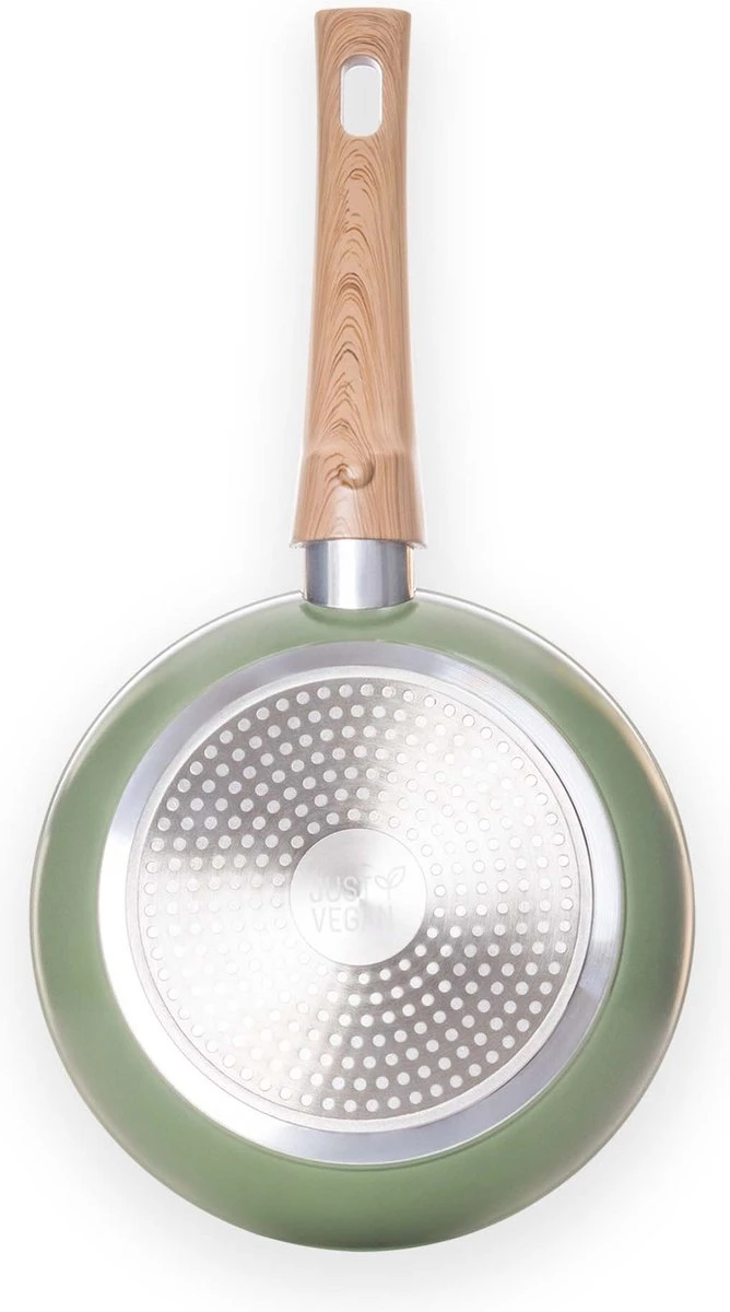 Just Vegan Koekenpan ECO Met Afneembaar Handvat 20 Cm Aluminium Groen