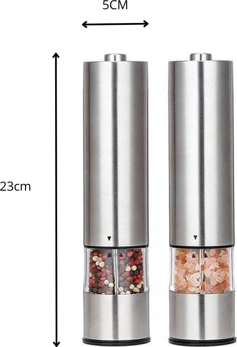 MD-Goods ® Elektrische Peper En Zoutmolen Set - Pepermolen - RVS - Cadeau - Restaurant Kwaliteit - Afbeelding 3